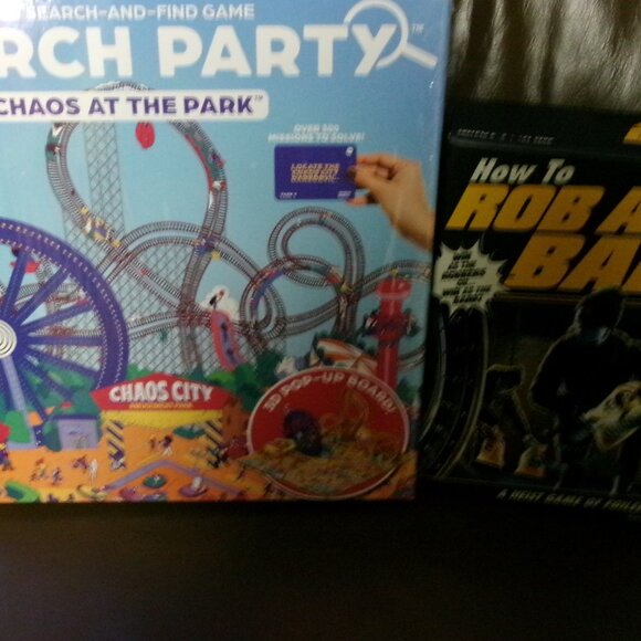 What Do You Meme/Big G Creative Other - NWT 2 Games - Search and Find: Chaos at the Park 3D and How to Rob a Bank Game